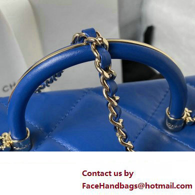 Chanel Quilted Shiny Calfskin  &  Gold-Tone Metal box Bag AS4471 Blue 2023